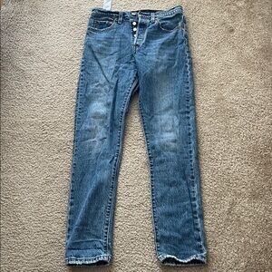 Levi's 501 Jeans Women's W27 L30 Blue Denim Button Fly Straight Leg Light Wash